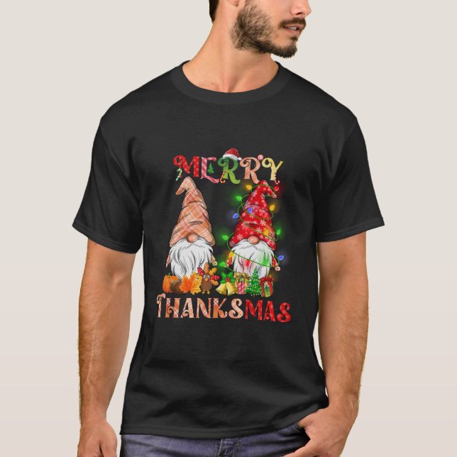 Thanksgiving God jul Thanksmas Gnomes T Shirt (Framsida)