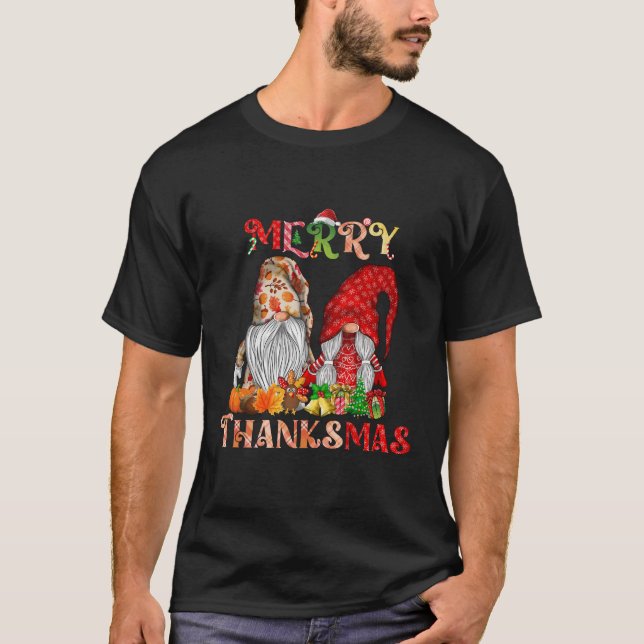 Thanksgiving God jul Thanksmas Gnomes T Shirt (Framsida)