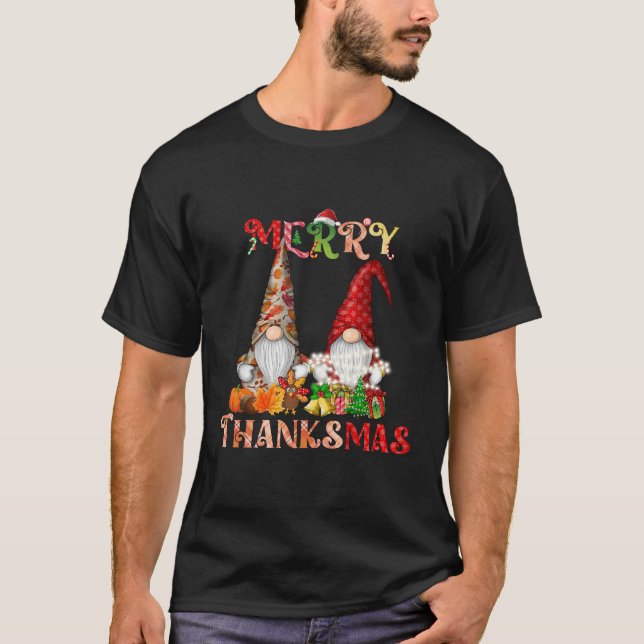 Thanksgiving God jul Thanksmas Gnomes T Shirt (Framsida)