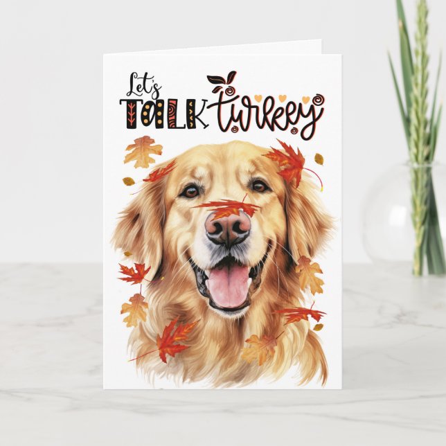Thanksgiving Golden Retriever Hund Lets Prata med  Helgkort (Framsida)