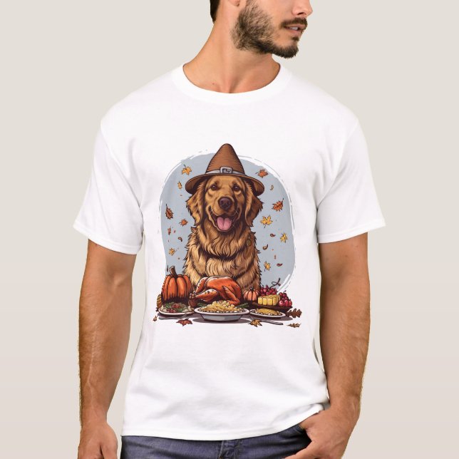 Thanksgiving Golden Retriever Hund T Shirt (Framsida)