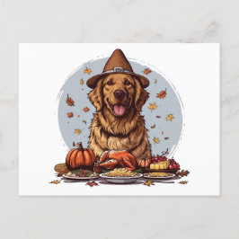 Thanksgiving Golden Retriever Hund Vykort