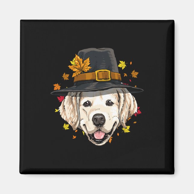 Thanksgiving Golden Retriever Pilgrim Turkiet Dag  Magnet (Framsidan)