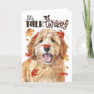 Thanksgiving Goldendoodle Hund Låt oss Prata Turki Helgkort