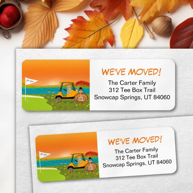 Thanksgiving Golf Cart With Moving Boxes  Returadress Etikett (Skapare uppladdad)