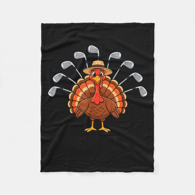 Thanksgiving Golf Turkey Funny Turkey Day Golf Cli Fleecefilt (Framsidan)