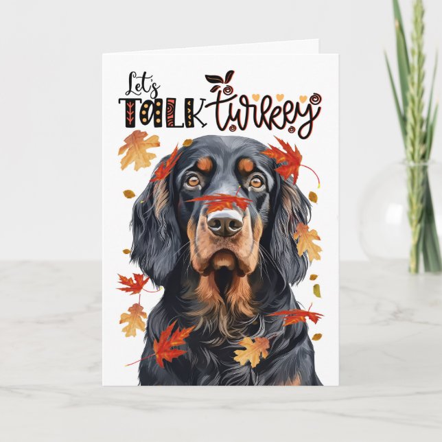 Thanksgiving Gordon Setter Hund Lets Prata med Tur Helgkort (Framsida)