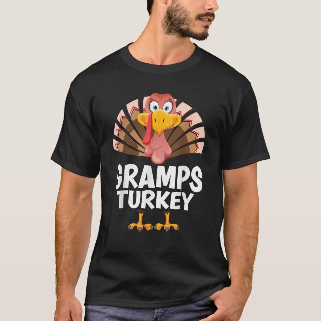 Thanksgiving Gramps Turkey Matching Pajama T Shirt (Framsida)