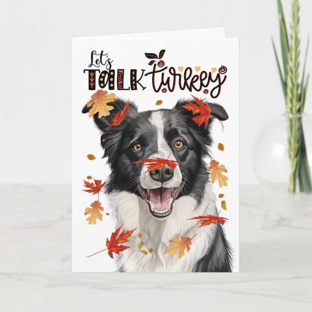 Thanksgiving Gräns Collie Hund Lets tala Turkiet Helgkort (Framsida)