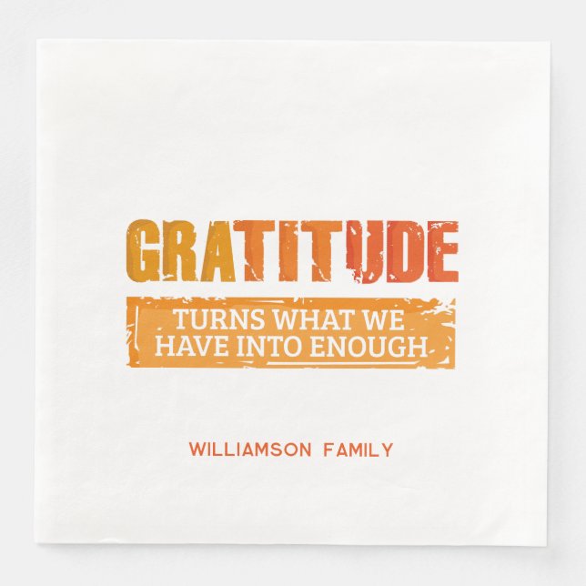 Thanksgiving Gratitude-familjen - samarbeta Pappersservett (Framsida)