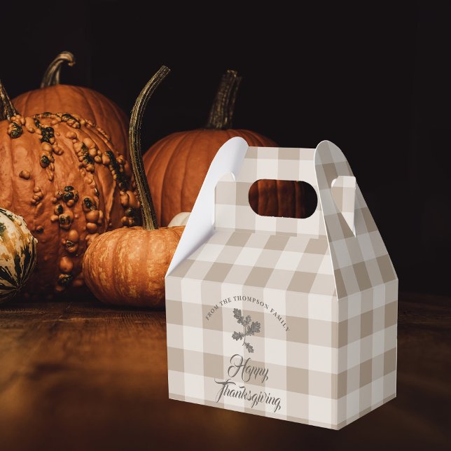 Thanksgiving Gratitude Family Namn Taupe Play Presentaskar (Thanksgiving Gratitude Family Name Taupe Plaid Favor Box)