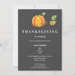 Thanksgiving Grått i innervattenfärg Pumpkin-Mörk Inbjudningar