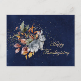 Thanksgiving Grått Rabbit Löv Blue Business Helg Vykort