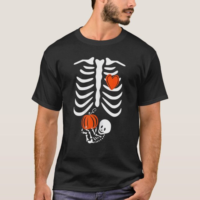 Thanksgiving Gravid Meddelande om Skeleton Baby T Shirt (Framsida)