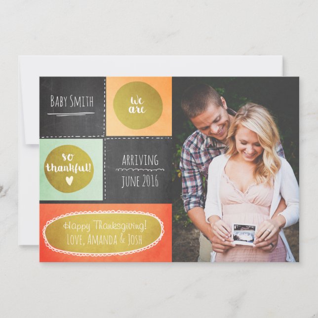 Thanksgiving gravid Notification Fall Chalk Meddelande (Framsida)