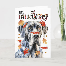 Thanksgiving Great dane Hund Lets Prata med Turkie Helgkort
