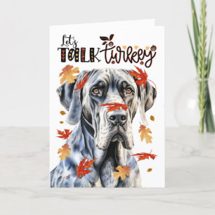 Thanksgiving Great dane Hund Lets Prata med Turkie Helgkort