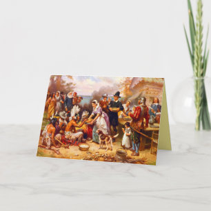 Thanksgiving Greeting Card 1:a Thanksgivingen Scen Helgkort
