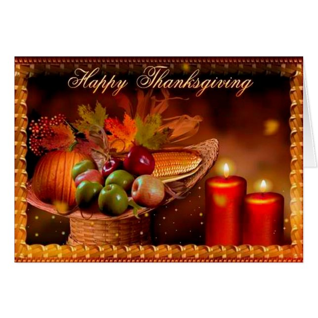 Thanksgiving Greeting Card/Autumn Harvest Hälsningskort (Framsidan Horizontal)