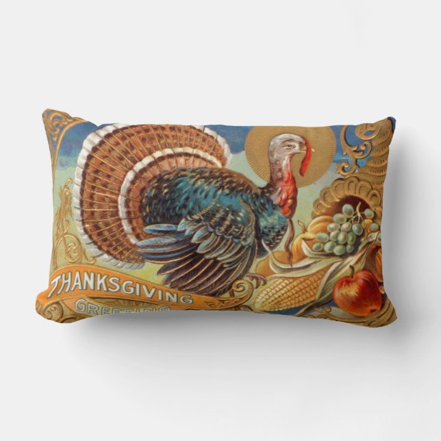 Thanksgiving Greetins Vintage Pillow Lumbarkudde (Framsida)
