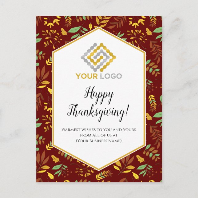 Thanksgiving Grey Logotyp Business Postcard Vykort (Framsida)
