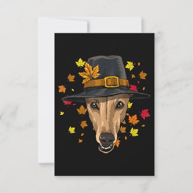 Thanksgiving Greyhound Pilgrim Costume Manar Kvinn Tack Kort (Framsida)