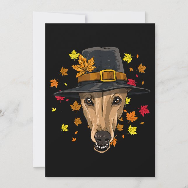 Thanksgiving Greyhound Pilgrim Kostym Män Kvinnor Julkort (Framsida)
