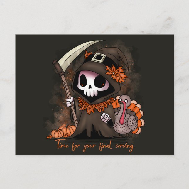 Thanksgiving Grim Reaper Helg Vykort (Framsida)