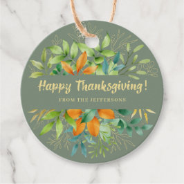 Thanksgiving Grönt Höst löv Vattenfärgsfall för  Gåvor Etiketter