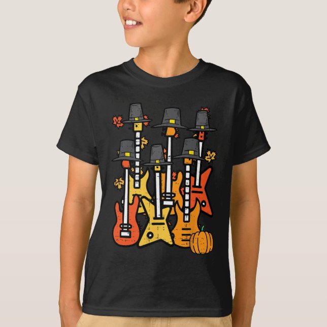 Thanksgiving Guitars Fall Rock musik Riocker Manar T Shirt (Framsida)