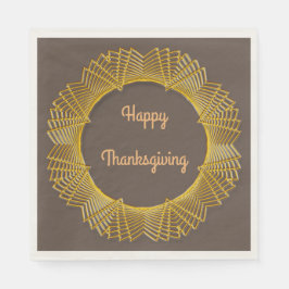 Thanksgiving Guld Snöre Geometric Circle on Brown Pappersservett