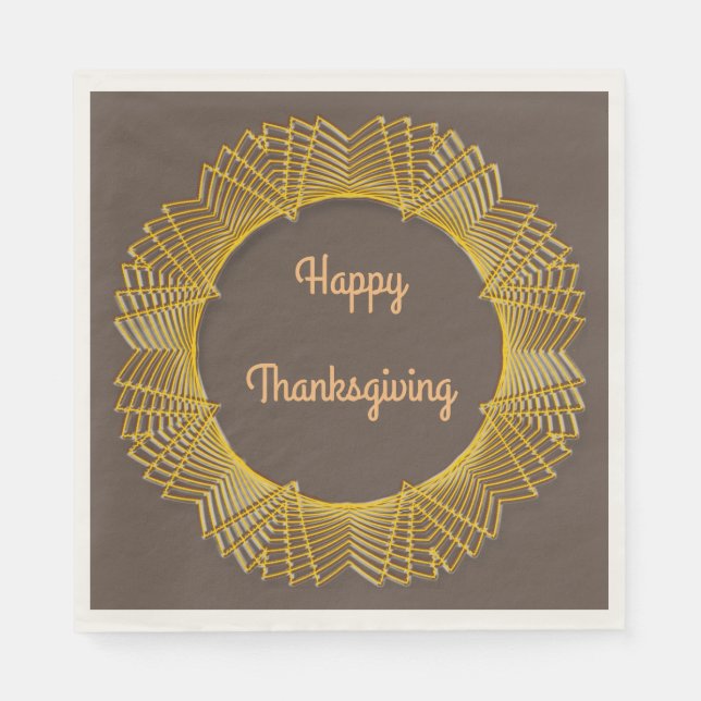 Thanksgiving Guld Snöre Geometric Circle on Brown Pappersservett (Framsidan)