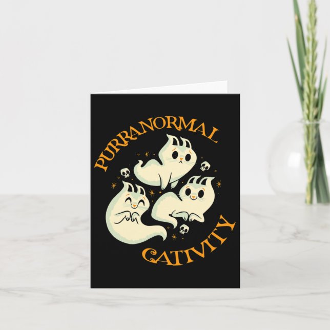 Thanksgiving Halloween Fall Funny Cute Purranormal Kort (Framsida)