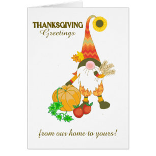 Thanksgiving Hälsning Cute Gnome Pumpkin Hälsningskort