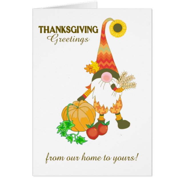 Thanksgiving Hälsning Cute Gnome Pumpkin Hälsningskort (Framsidan)