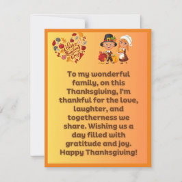 Thanksgiving Hälsning för din familj Julkort