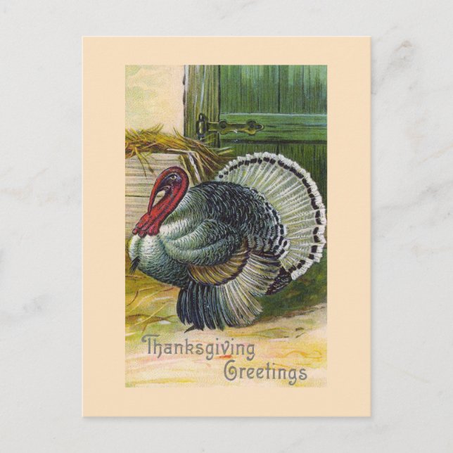 "Thanksgiving Hälsning" Vintage vykort (Framsida)