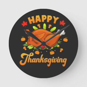 THANKSGIVING - HAPPY THANKSGIVING RUND KLOCKA
