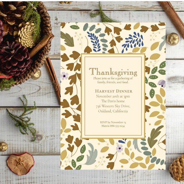 Thanksgiving Harvest Dinner Rustic Elegant Inbjudningar (Skapare uppladdad)