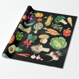 Thanksgiving Harvest Vegetables Colorful Black Presentpapper