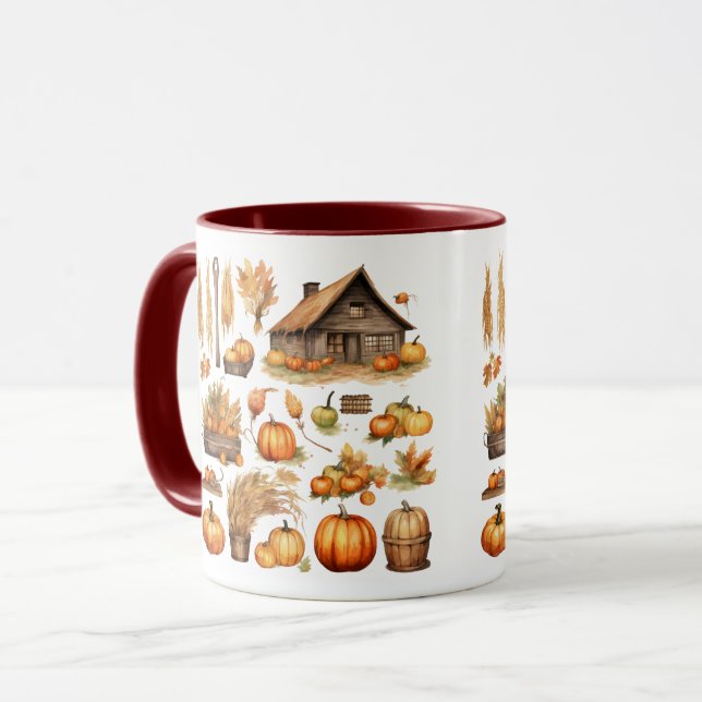 Thanksgiving Harvest Village Combo Mug Mugg (Framsida vänster)