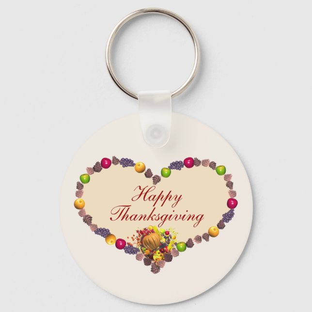 Thanksgiving Heart och Cornucopia Nyckelring (Framsida)
