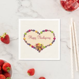 Thanksgiving Heart och Cornucopia Pappersservett
