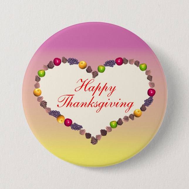 Thanksgiving Heart - Rosa och Gult Knapp (Framsida)
