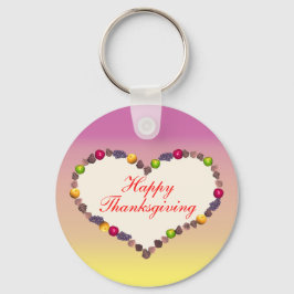 Thanksgiving Heart - Rosa och Gult Nyckelring