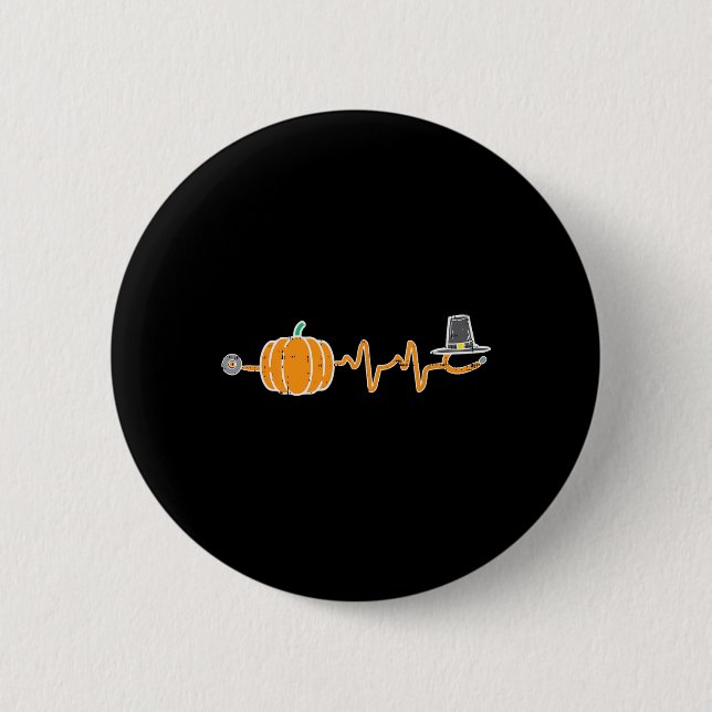 Thanksgiving Heartslag Pumpkin Stethoscope Fall Sc Knapp (Framsida)