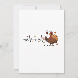 Thanksgiving Heartslag Turkey Nurse Pulse Fall RN Tack Kort