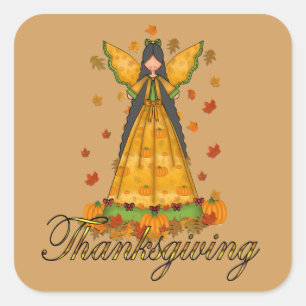 Thanksgiving Helgdag Angel Säsong roligt-dekal Fyrkantigt Klistermärke