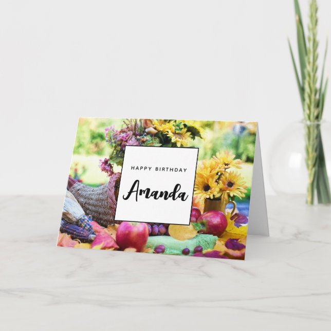 Thanksgiving Helgdag Autumn Harvest Bord Birthday Kort (Framsida)