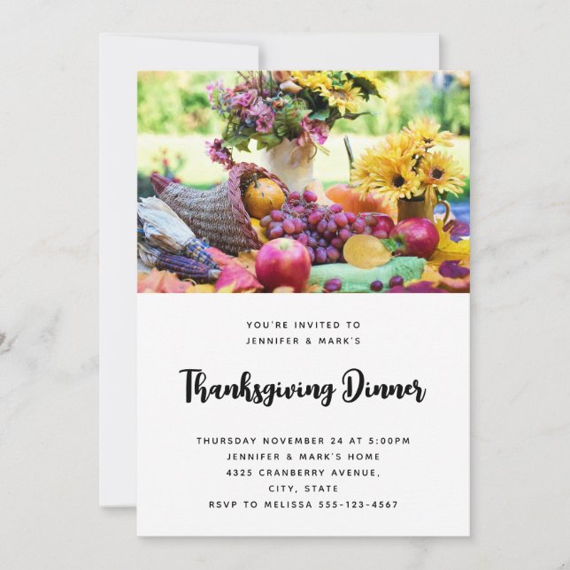 Thanksgiving Helgdag Autumn Harvest Bord Inbjudningar (Framsida)